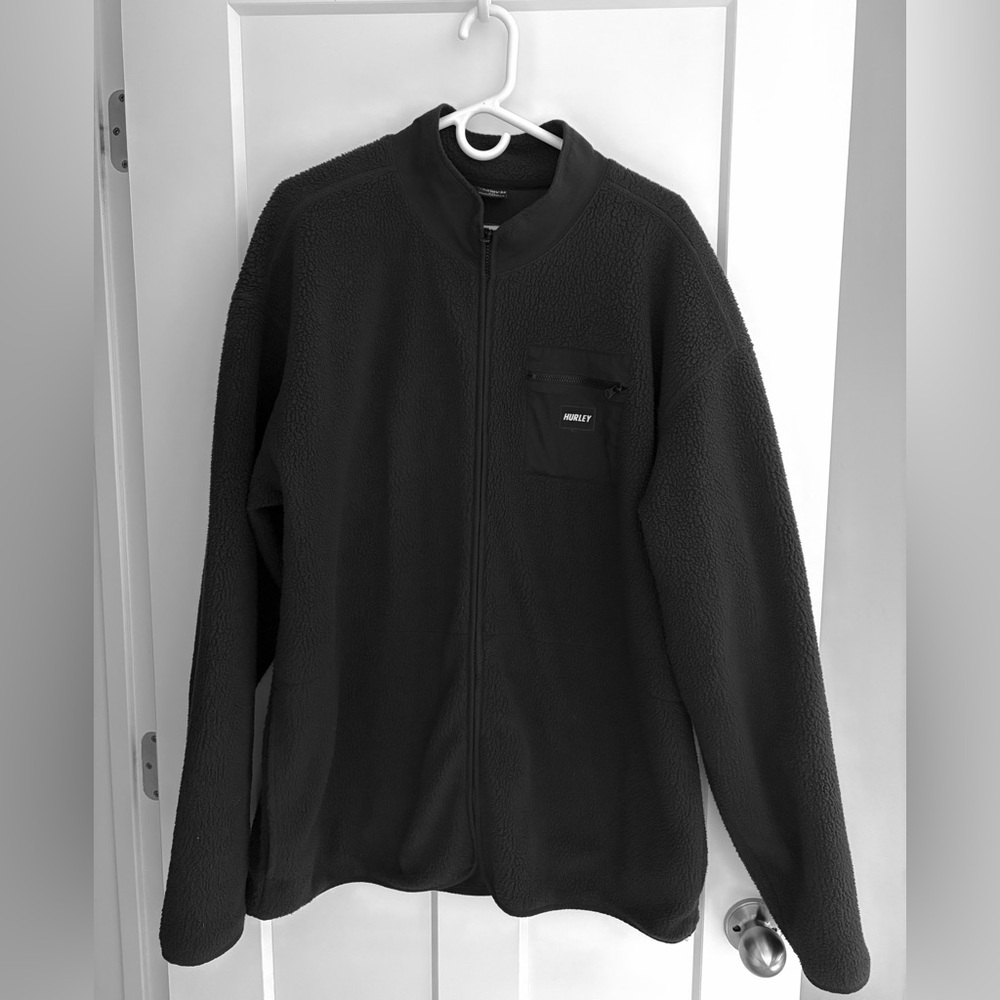 Men's HURLEY Full Zip Black Fleece Sweater - XXL